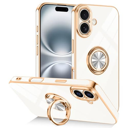 Designed for iPhone 16 Case with Ring Stand Slim White (White / 6.1'' iPhone 16)