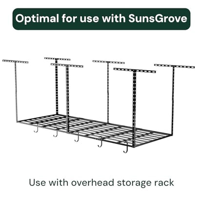 Heavy-Duty 4-Pack Overhead Garage Ceiling Storage Hooks, Add-On Storage Flat Hook Accessory for Hanging Bikes and More, Supports Up to 53lbs