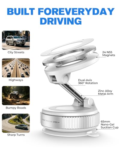 Magnetic Car Phone Holder for MagSafe (White)