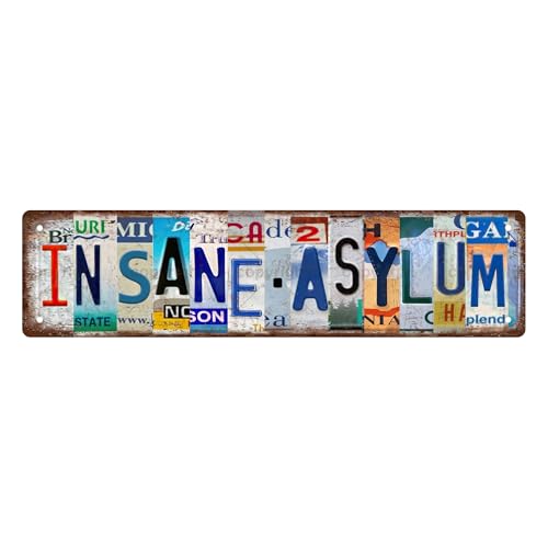 INSANE ASYLUM SPACE Metal Tin Street Sign Bar Cafe Garage Cave Home Room Wall Bathroom Farmhouse Garden Porch Patio Decor (INSANE ASYLUM)