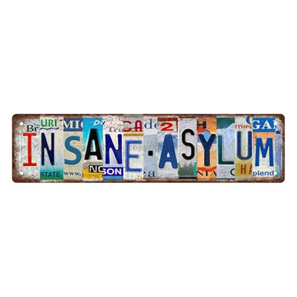 INSANE ASYLUM SPACE Metal Tin Street Sign Bar Cafe Garage Cave Home Room Wall Bathroom Farmhouse Garden Porch Patio Decor (INSANE ASYLUM)