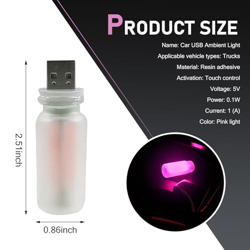 Car USB Atmosphere Lamp (1 PC / Pink)