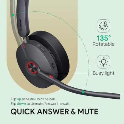 BH74 with Stand ANC Wireless Headset with Microphone for PC (Black (Teams) / BH74 + stand)