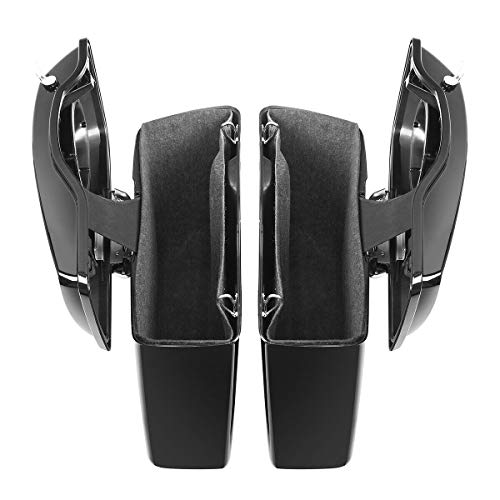 Vivid Black Hard Saddlebags with 6x9 Cut Out Speaker Lids Fit for Harley Touring Road King Street Glide Electra Ultra 2014 (Vivid Black 5# / For 2014-later)