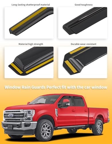 Window Rain Guards for Ford F150 2015 (2015-2020 F150 SuperCrew/2017-2026 F250-F550)