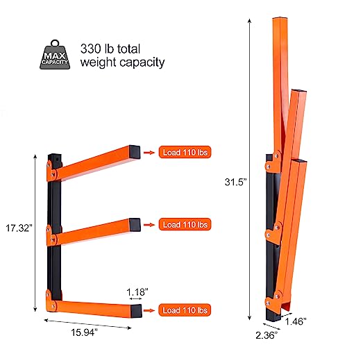 Wall Mount Wood Organizer and Lumber Storage Rack with 3 (Industrial)