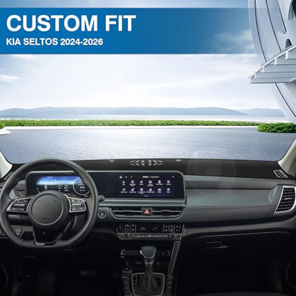 Black Dash Cover Compatible with Kia Seltos 2024 2025 2026 Dashboard Cover Accessories for Seltos Non (Seltos 24-26(Black))