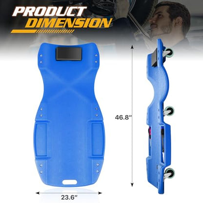 Mechanic Creeper with Padded Headrest & Tool Trays (Blue / 46.5")