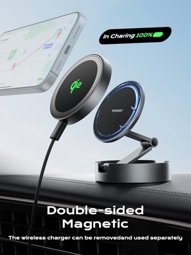 Magnetic Car Mount Charger Lite Qi2 15W Fast Wireless Charging (Black)