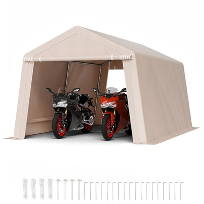 10 x 15 ft Outdoor Storage Shed Tent with Heavy (Beige / 10x15x8ft)