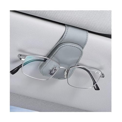 Sunglasses Holders for Car Sun Visor (1 Pack / Light Gray/Leather)