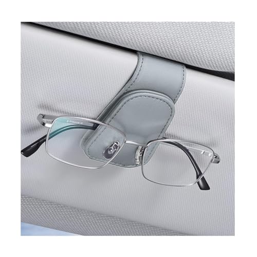 Sunglasses Holders for Car Sun Visor (1 Pack / Light Gray/Leather)