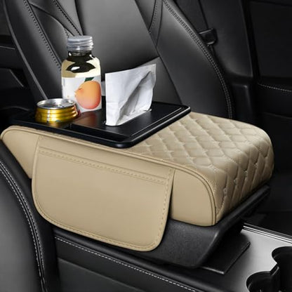 Center Console Cover Organizer (Grid / Beige)