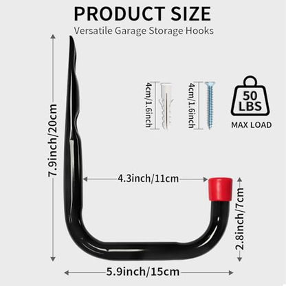 Heavy Duty Garage Storage Hooks (7.9Inch x 5.9Inch)