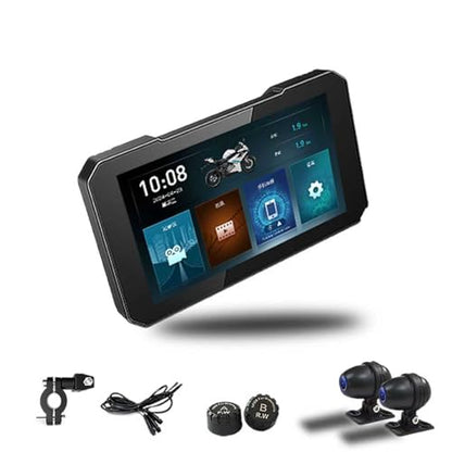 BODIMIA 6" Motorcycle Dash Cam with HD Camera (6“ Motorcycle Dash Cam + Dual Camera & TPMS)