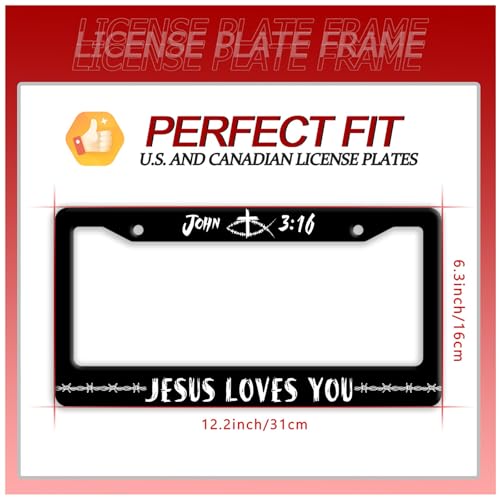 John 3 16 Jesus Loves You Stainless Steel License Plate Frame for US Cars (Jesus Loves You)