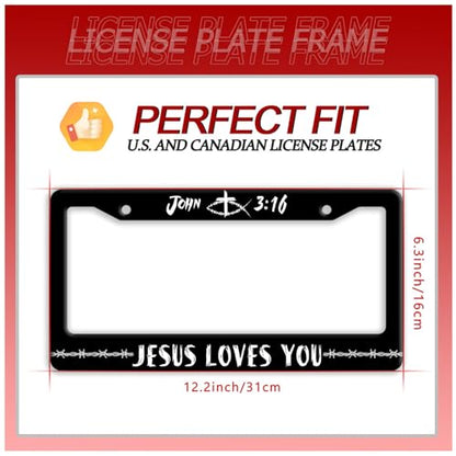 John 3 16 Jesus Loves You Stainless Steel License Plate Frame for US Cars (Jesus Loves You)