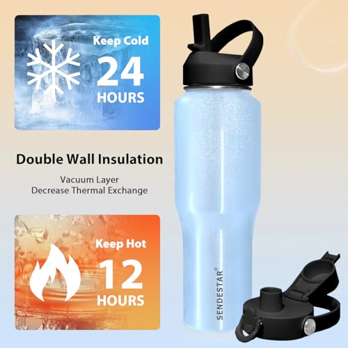 40oz Stainless Steel Water Bottle (Laser Blue / 40 Ounces)
