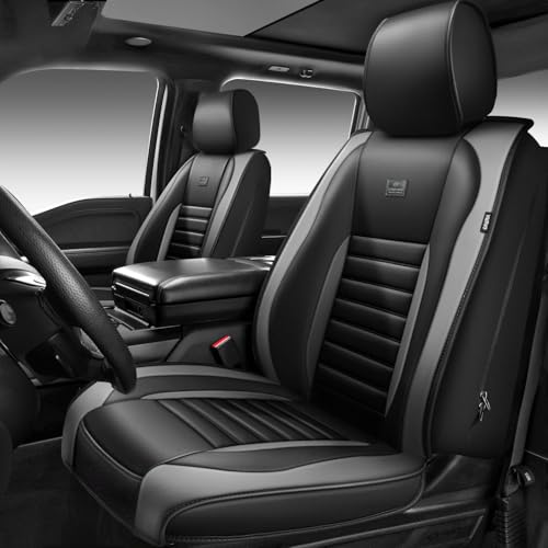 Nappa Leather Car Seat Covers Full Set (Black gray / Full Set)