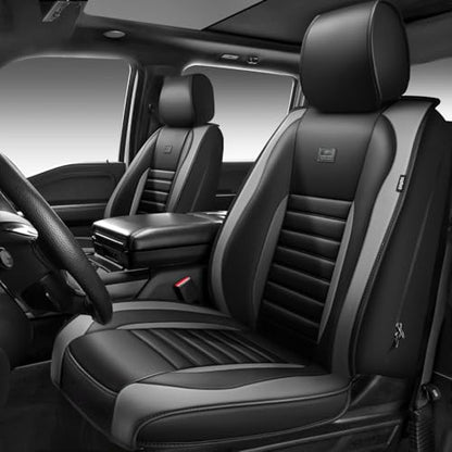 Nappa Leather Car Seat Covers Full Set (Black gray / Full Set)