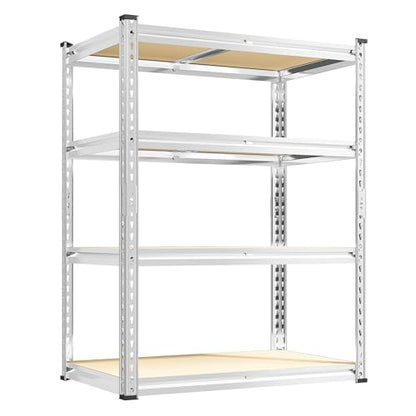 Galvanized Storage Shelves with Rolled Edges for Garage Basement (35.45" W x 17.72" D x 60.05" H / Sliver)