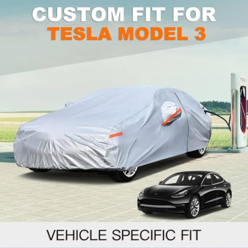 6 Layers Car Cover Custom Fit for (LM-Silver / Custom Fit Tesla Model 3)