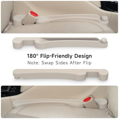 Car Seat Gap Filler Organizer 2Pack Soft Foam 3IN1 Multifunctional (Ivory / Most Cars – Standard)