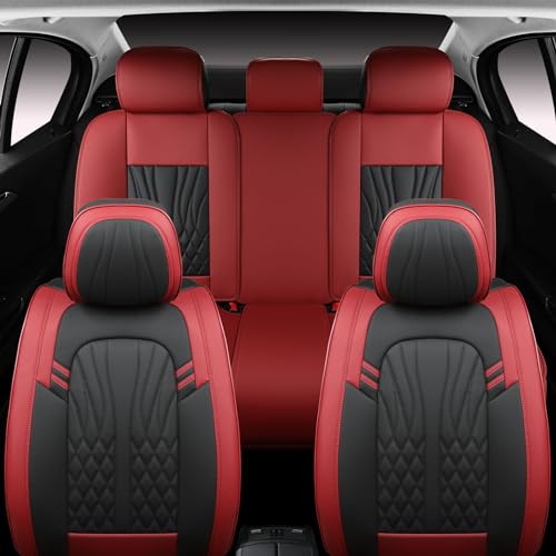 Leather Car Seat Covers (Red 1/Full Set)