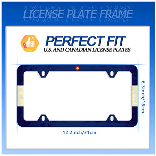 Colorado State Flag License Plate Frame License Plate Stainless Steel Parts Funny License Plate Decorative with Screws Size 12.3" x 6.3" for Men Women (Colorado State Flag)