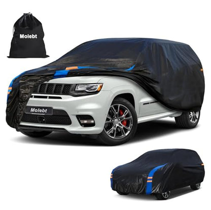 SUV Car Cover Waterproof All Weather for Automobiles (Black-Blue / 3 SUV/Jeep-Length 191-201 inch)