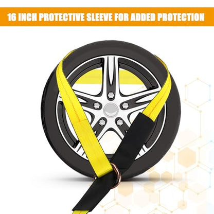 8 Pack 2" x 10ft Lasso Tow Truck Straps with D Ring 11 (2" X 10 ft / Yellow)