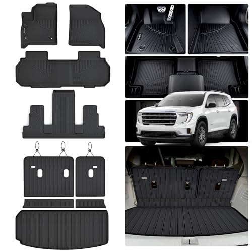 Floor Mats Trunk Liner & Backrest Mat Cargo Mat for 2024 (2024-26|GMC Acadia 7 Seats|Floor Mats & Trunk Mat)