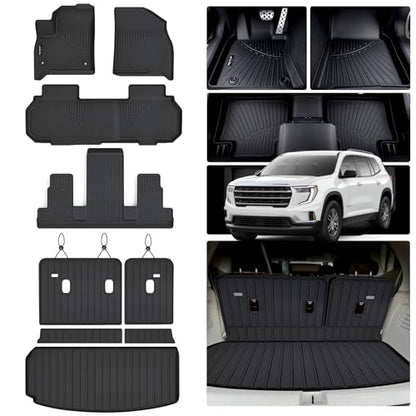 Floor Mats Trunk Liner & Backrest Mat Cargo Mat for 2024 (2024-26|GMC Acadia 7 Seats|Floor Mats & Trunk Mat)
