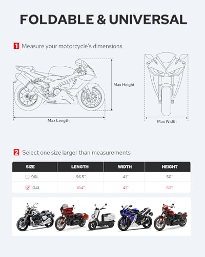 Motorcycle Cover Waterproof Outdoor (104")