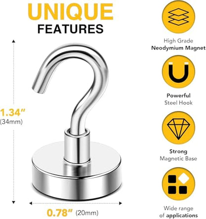 Magnetic Hooks 12pcs 50lbs Cruise Essentials 2026 Magnet Hook (Silver / 0.78in)