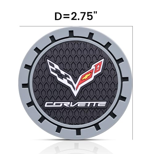 Car Cup Holder Coaster for Corvette C4 C6 C5 C7 C8 Z06 Recessed Silicone Cupholder Coaster Interior Accessories 2.75in 2Pack (Gray-03)
