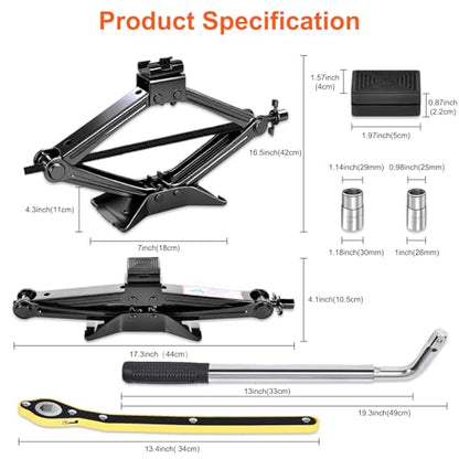 2.5T Scissor Jack Car Tire Changing Emergency Kit (2.5Ton / Black)