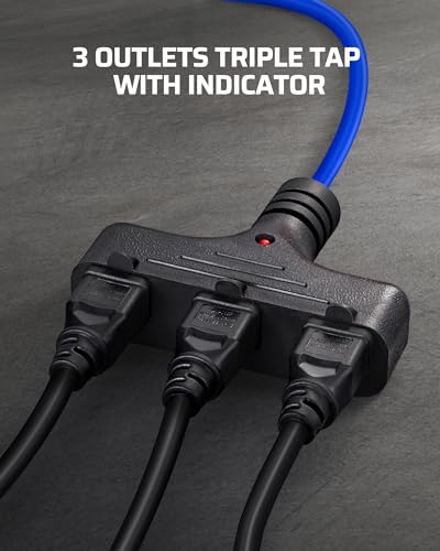 Retractable Extension Cord Reel (Black/Blue--blue Cord)