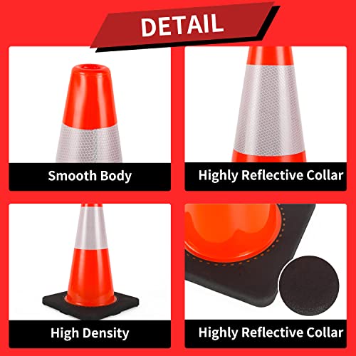 Traffic Cones 18 inch 6 Pack Heavy Duty Safety Cones Orange (18 inch)