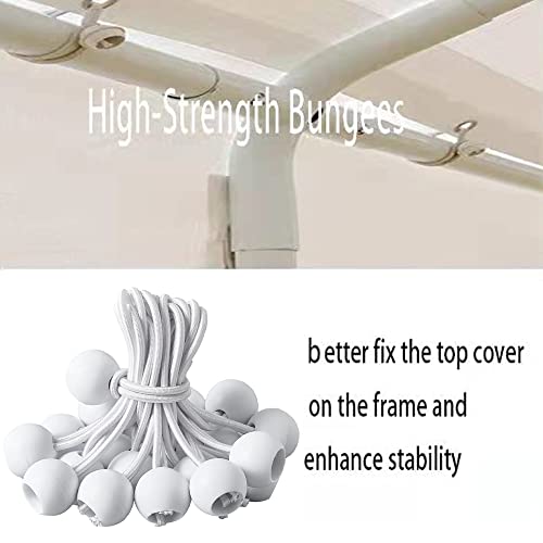 Rutile 12'x20' Carport Replacement Top Canopy Cover for Car Garage Shelter Tent Party Tent with Ball Bungees White (White)