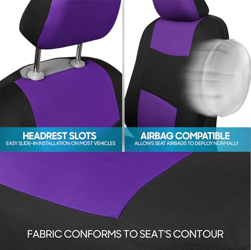 PolyPro Car Seat Covers Full Set in Purple on Black (Purple)