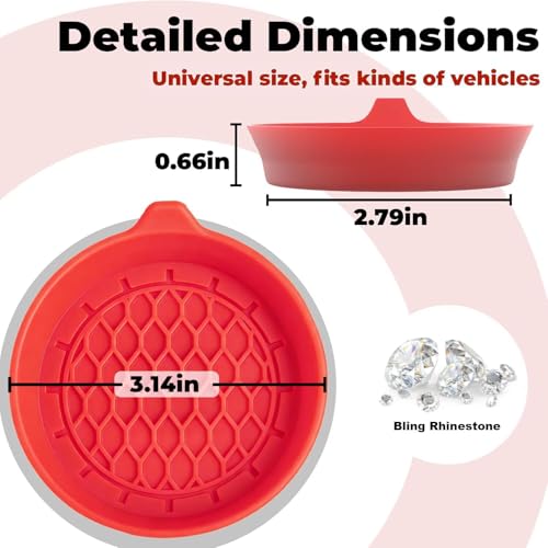2 PCS Car Cup Coasters (Red*2pcs / No Diamonds)