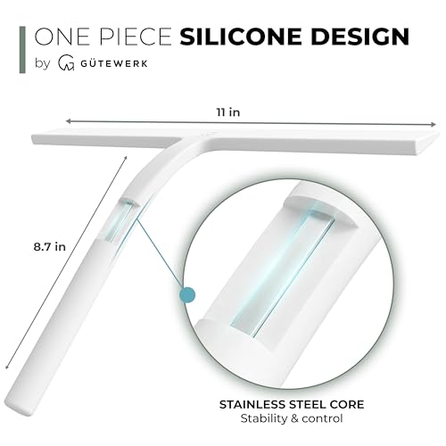 Silicone Shower Squeegee with 3 (White / 11 Inches)