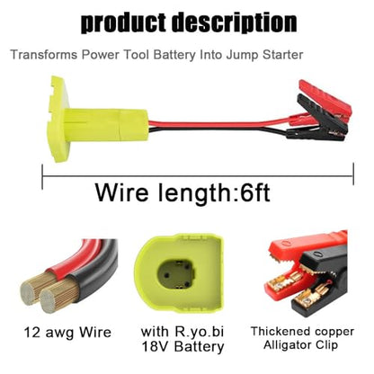 Jumper Cables Adapter Compatible with R.yobi 18V Battery