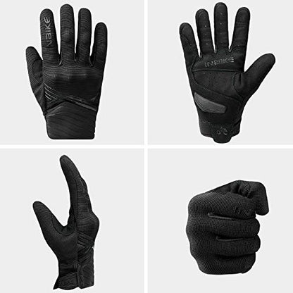 Motorcycle Gloves Breathable Mesh Touchscreen Hard Knuckles (Black / Medium)