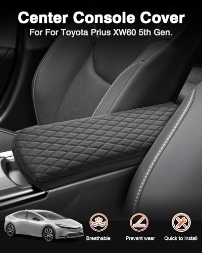 Custom for 2023 2024 2025 2026 Toyota Prius Center Console Cover Armrest Cover Cushion Pad Cover 2025 Prius XW60 5th Accessories Middle Console Arm Rest Protector PU Leather Anti (for 2023-2026 Toyota Prius)