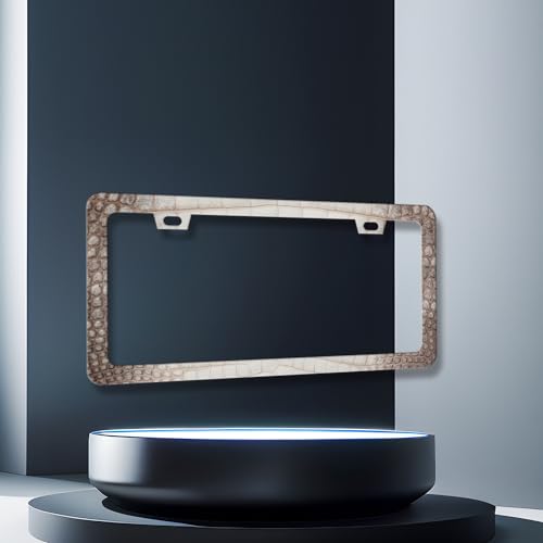 Crocodile Skin Print License Plate Frame Animal License Holder with 2 Holes (Cool Crocodile Textured Print)