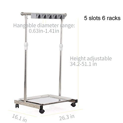 movable mop broom holder put wet mops floor standing cleaning tool rack stainless for schools (5slots)