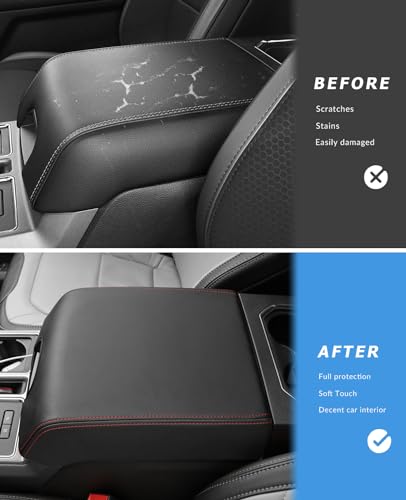 Center Console Cover for Ford F150 Accessories 2015 (red stitches / 2015-2020)