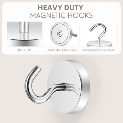 Magnetic Hooks Steel Tube Design for Cruise (Silver / 130lb Magnetic Hooks)